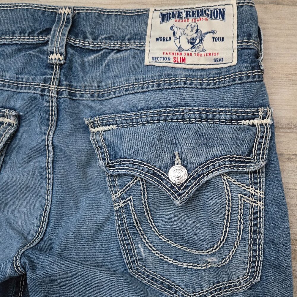 True Religion Men Jeans Slim Straight Light Blue Denim